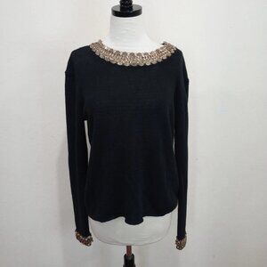 Maje Knit Sweater with Chain Necklace detail, Size 2